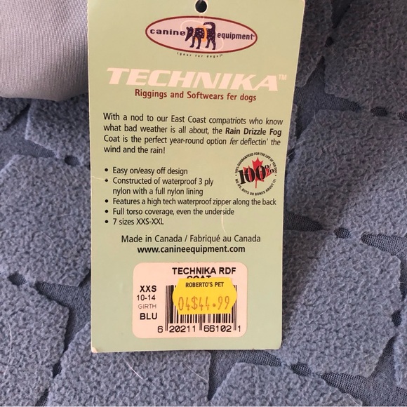 Dog Jacket NWT from Technika Canine Equipment - Made in Canada - XXS - Picture 9 of 9
